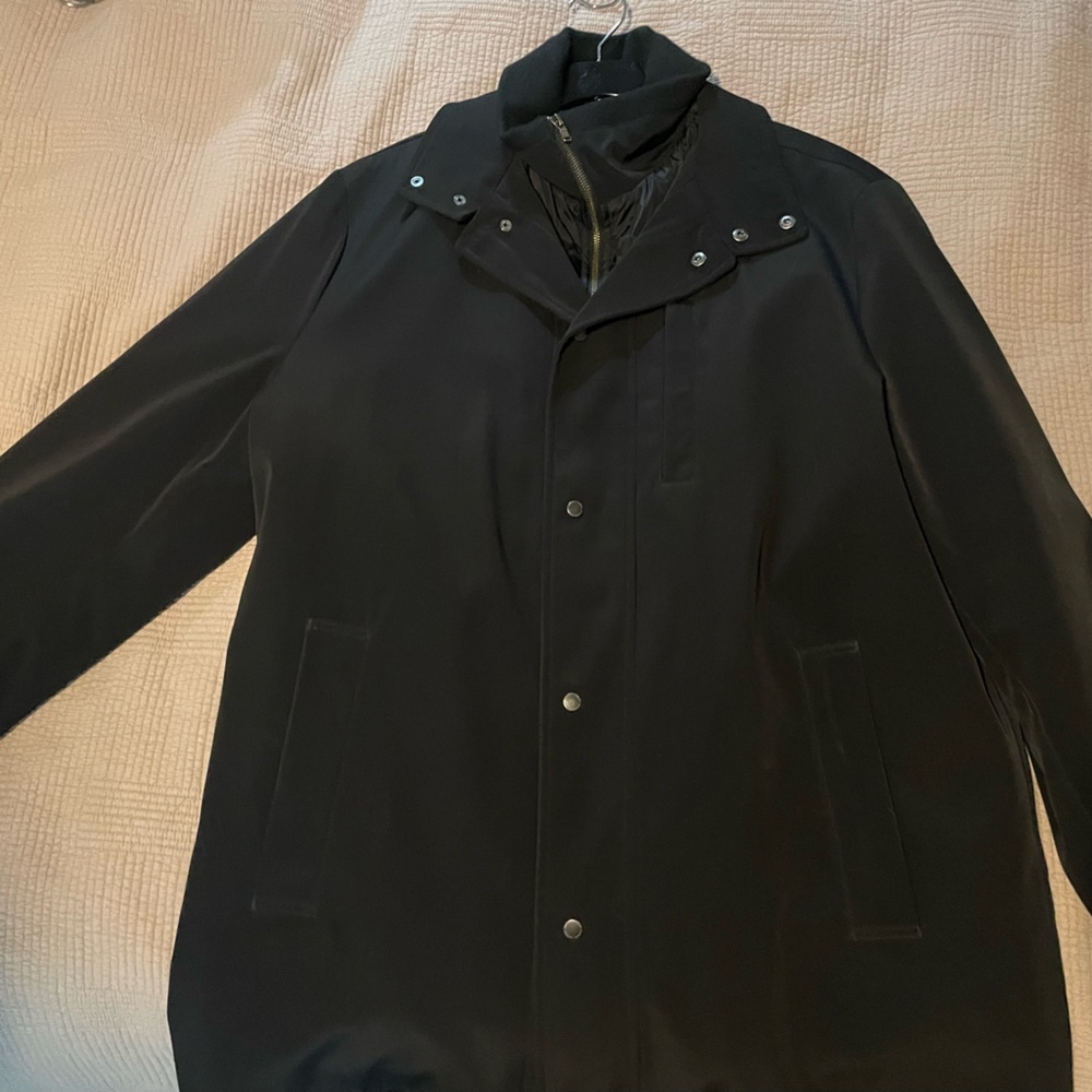 Joseph Abboud Black Lightweight Button-Front Pea coat